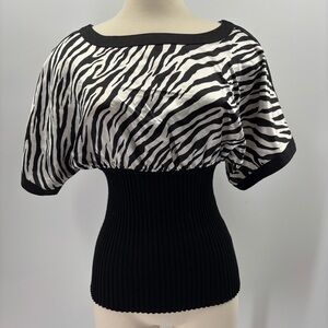 Belldini Vintage Y2K Zebra Print Slouchy Top Size Small